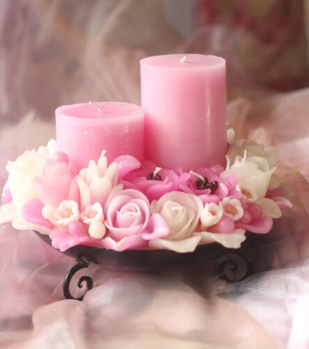 Bougie et son fondant rose